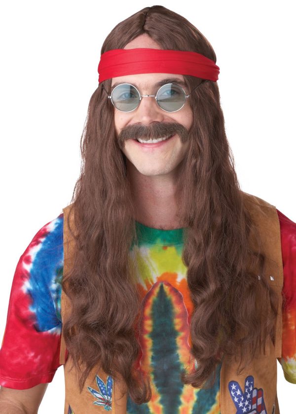 Hippie Man Wig and Moustache