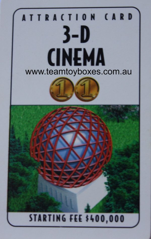 PARTS ONLY - RollerCoaster Tycoon Board Game - (1) 3-D Cinema Attraction Card