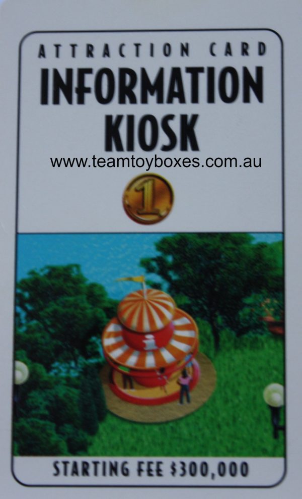 PARTS ONLY - RollerCoaster Tycoon Board Game - (1) Information Kiosk Attraction Card